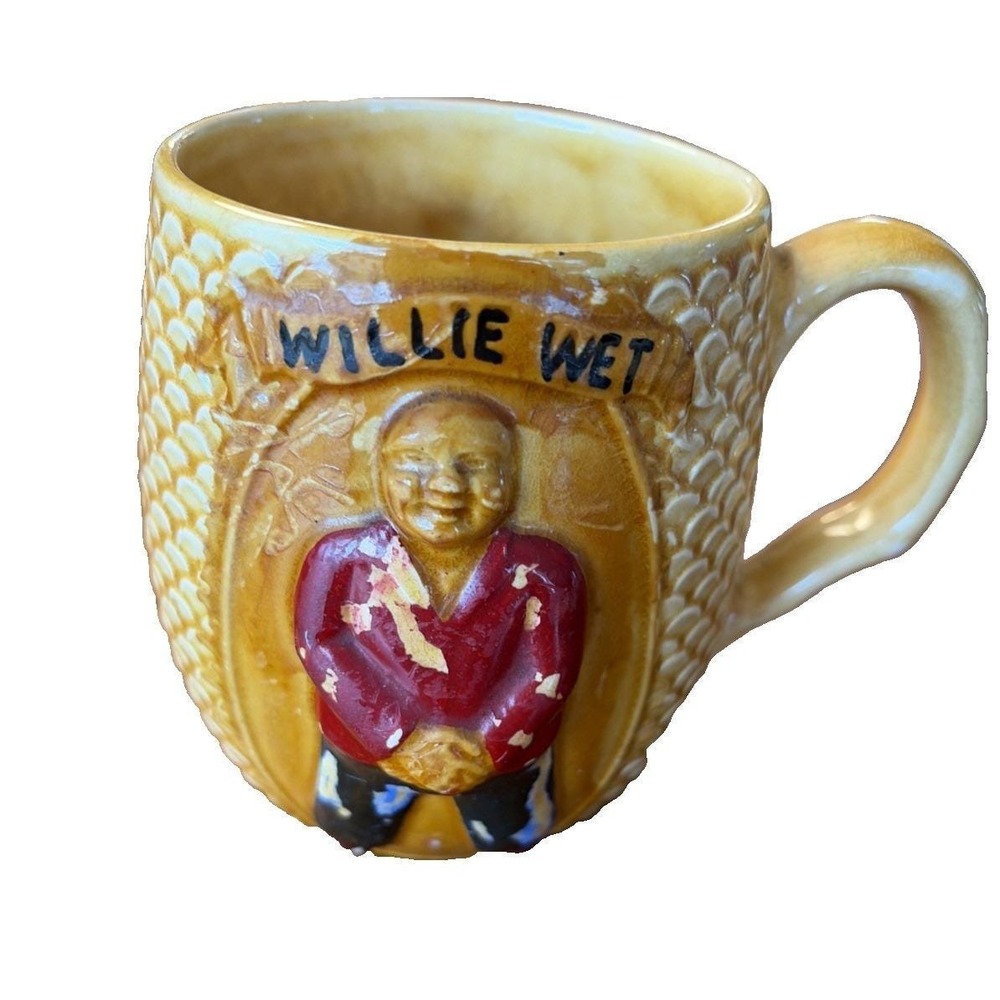 John Dry Willie Wet Vintage Prohibition Tavern Beer Mug‎ AlcoholHand Painted